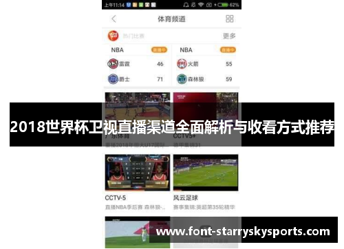 2018世界杯卫视直播渠道全面解析与收看方式推荐